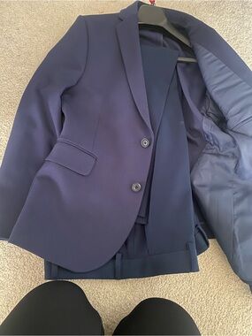 jf j.ferrar Navy Two-Button Sport Coat and Trousers Set